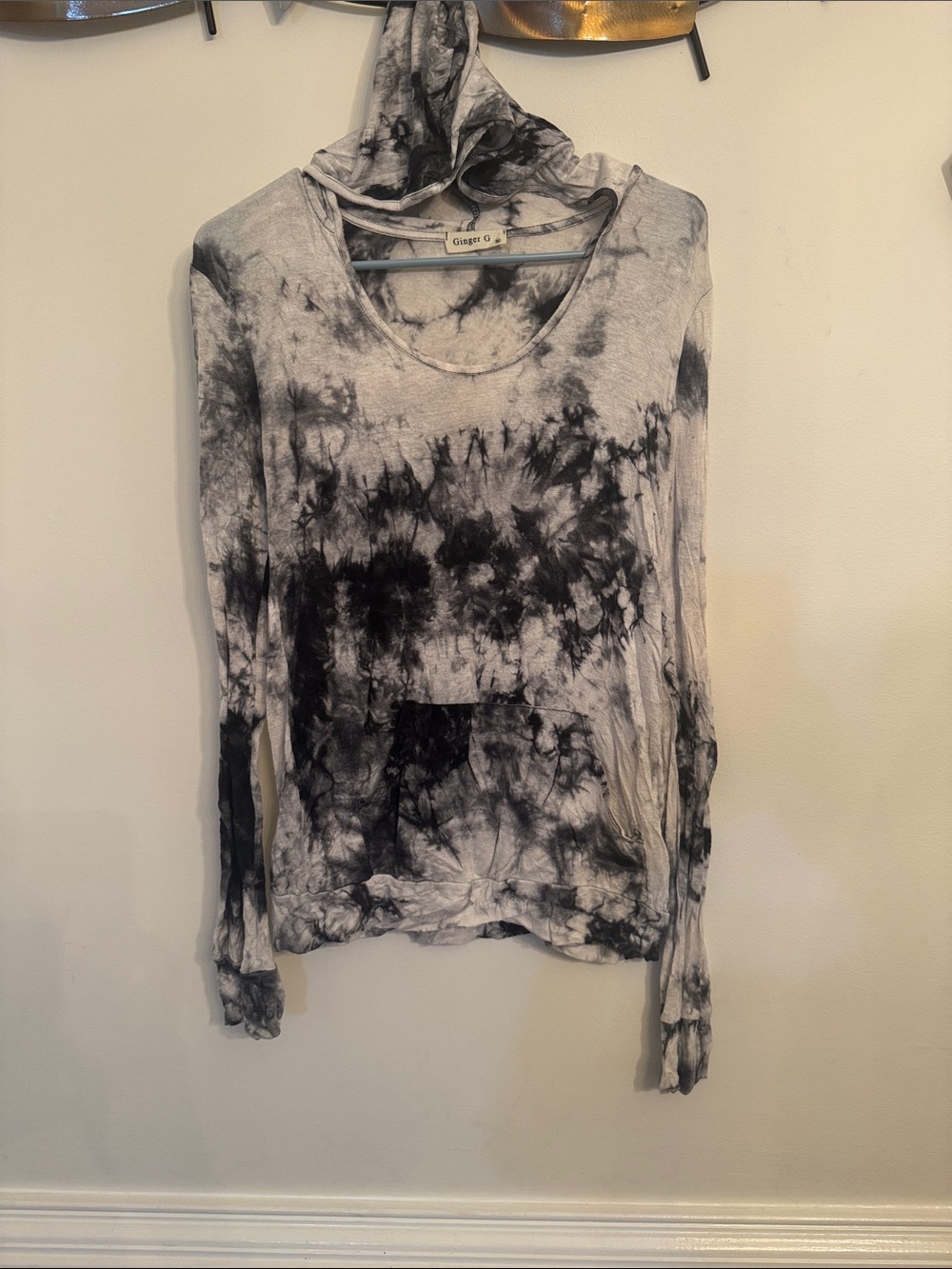 Ginger G Black & White Tie-Dye Lightweight Hoodie